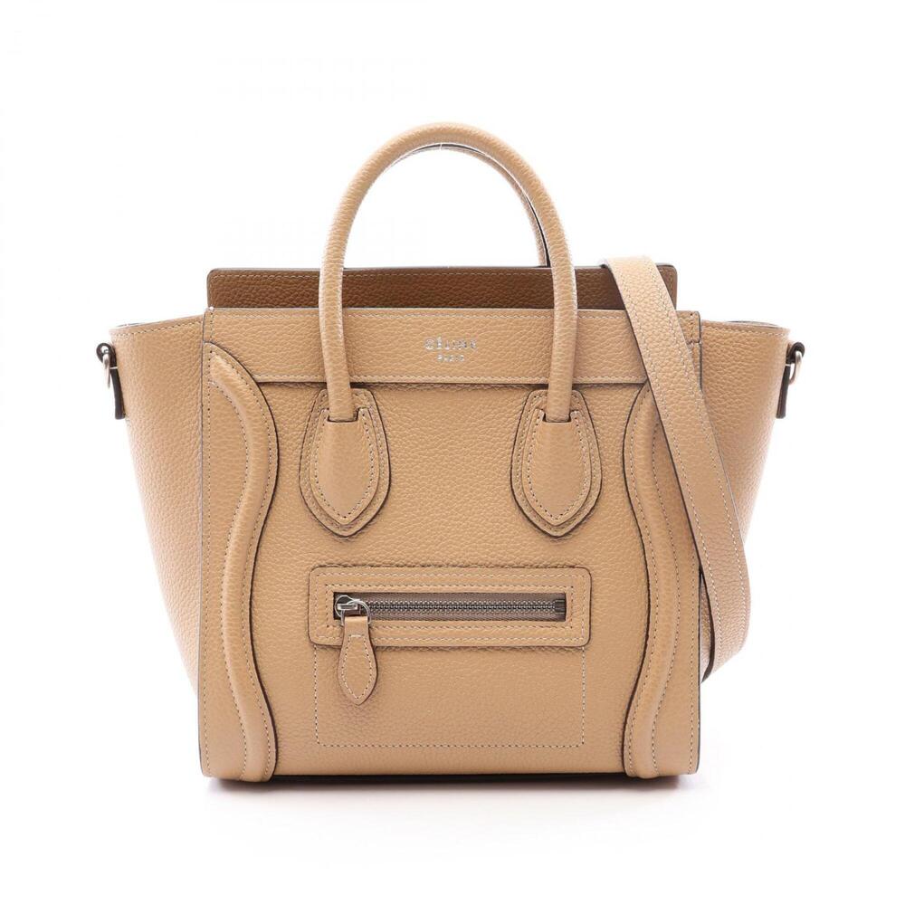 Celine Luggage Nano Shopper 2-Way Handbag, Leather, Women's, Beige
